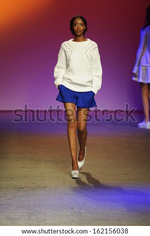 NEW YORK - SEPTEMBER 10: Model walks the runway during ICB by Prabal Gurung during Mercedes-Benz Fashion Week Spring 2014 on September 10, 2013 in New York City.