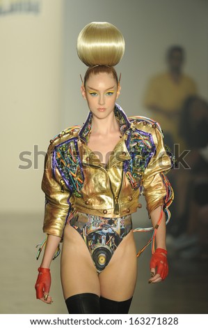 New York, Ny - September 11: A Model Walks The Runway At The The Blonds Show During Spring 2014 Spring 2014 Made Fashion Week On September 11, 2013 In New York City.