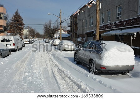 NEW YORK - JANUARY 03: Streets in Brooklyn is seen after the seasons first snow storm on January 03, 2014 in New York City.