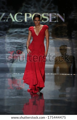NEW YORK, NY - FEBRUARY 06: Alicia Quarles, wearing Zac Posen, walks the runway at Go Red For Women - The Heart Truth Red Dress Collection 2014 Show on February 6, 2014 in New York City.