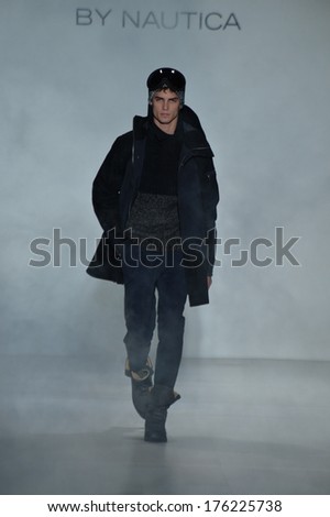 NEW YORK, NY - FEBRUARY 07: A model walks the runway at Black Sail By Nautica during Mercedes-Benz Fashion Week Fall 2014 at The Salon at Lincoln Center on February 7, 2014 in New York City.