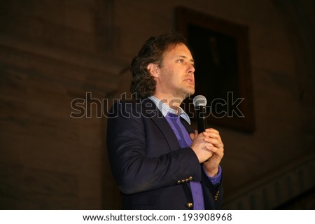 NEW YORK, NY - MAY 19: David Lauren making a speech at the Ralph Lauren Fall 14 Children's Fashion Show in Support of Literacy at New York Public Library on May 19, 2014 in New York City.