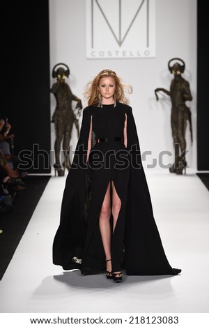 NEW YORK - SEPTEMBER 11: A Model walks runway for MTCostello Spring/Summer 2015 presentation at Mercedes-Benz Fashion Week at Lincoln Center during New York Fashion Week on September 11, 2014 in NYC.