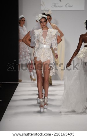 NEW YORK - SEPTEMBER 11: Models walk runway finale at Furne Amato Spring/Summer 2015 fashion show at Mercedes-Benz Fashion Week during New York Fashion Week on September 11, 2014 in NYC.