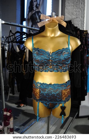 NEW YORK, NY - OCTOBER 25: Lingerie samples on mannequins during  Spring 2015 lingerie showcase presentation at the Center 548 on October 25, 2014 in New York City.
