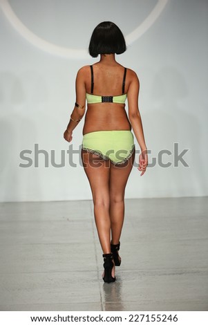NEW YORK, NY - OCTOBER 24: A Model Walks Runway Wearing Bradelis New York  Lingerie Spring 2015 Collection At The Center 548 On October 23, 2014 In New  York City. Stock Photo