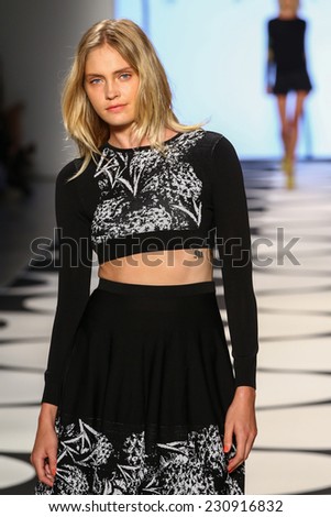 NEW YORK, NY - SEPTEMBER 05: A model walks the runway at Nicole Miller during Mercedes-Benz Fashion Week Spring 2015 at Lincoln Center on September 5, 2014 in NYC.