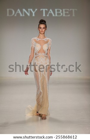 NEW YORK, NY - FEBRUARY 19: A model walks the runway in a design by Dany Tabet at the New York Life fashion show during MBFW Fall 2015 at Lincoln Center on February 19, 2015 in NYC.