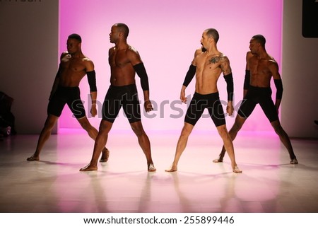 NEW YORK, NY - FEBRUARY 19:Group of dancers performs at the New York Life fashion show during MBFW Fall 2015 at Lincoln Center on February 19, 2015 in NYC.
