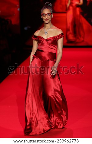 NEW YORK, NY - FEBRUARY 12: Carla Hall walks the runway at the Go Red For Women Red Dress Collection 2015 fashion show during MBFW Fall 2015 at Lincoln Center on February 12, 2015 in NYC