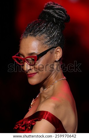 NEW YORK, NY - FEBRUARY 12: Carla Hall walks the runway at the Go Red For Women Red Dress Collection 2015 fashion show during MBFW Fall 2015 at Lincoln Center on February 12, 2015 in NYC