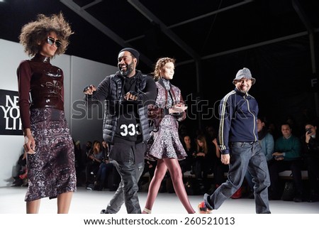 NEW YORK, NY - FEBRUARY 19: Designers and models walks runway at the New York Life fashion show during MBFW Fall 2015 at Lincoln Center on February 19, 2015 in NYC.