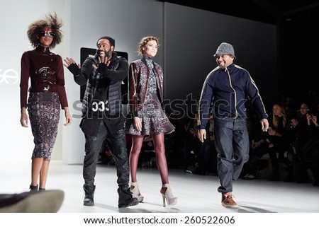 NEW YORK, NY - FEBRUARY 19: Designers and models walk the runway at the New York Life fashion show during MBFW Fall 2015 at Lincoln Center on February 19, 2015 in NYC.