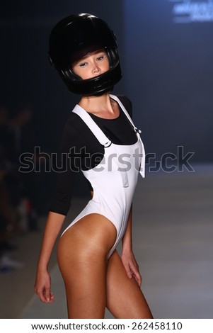 MIAMI, FL - JULY 20: A model walks runway at the Minimale Animale fashion show during MBFW Swim 2015 at The Raleigh hotel on July 20, 2014 in Miami, FL.