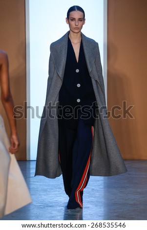 NEW YORK, NY - FEBRUARY 15: Model Julia Bergshoeff walk the runway at the Derek Lam Fashion Show during MBFW Fall 2015 at Pace Gallery on February 15, 2015 in NYC