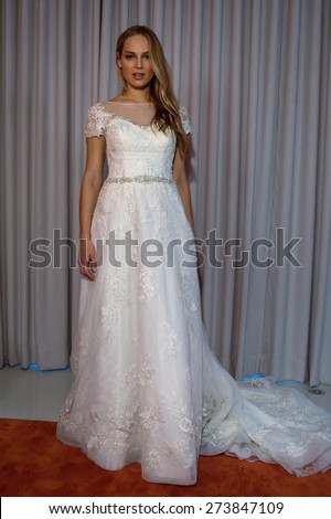 NEW YORK, NY - APRIL 22: A Model poses at the Michelle Roth Bridal Spring 2016 Collection presentation at William NYC Hotel on April 22, 2015 in New York City