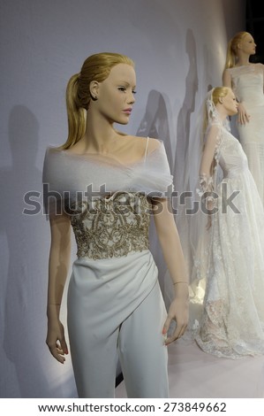 NEW YORK, NY - APRIL 20: Bridal dresses on the mannequins is seen at A Toast To Tony Ward: A Special Bridal Collection at Kleinfeld on April 20, 2015 in NYC.