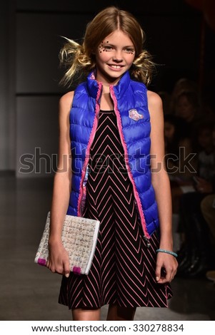 NEW YORK, NY - OCTOBER 17: A model walks runway at Little Miss Matched Fall/Winter 2016 Runway Show during petiteParade at The Spring Studio on October 17, 2015 in NYC.