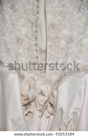 NEW YORK - OCTOBER 16: Closeup of Bridal dresses fabric backstage at the Eve of Milady Bridal Collection for Spring/ Summer 2012 during NY Bridal Fashion Week on October 16, 2011 in New York, USA
