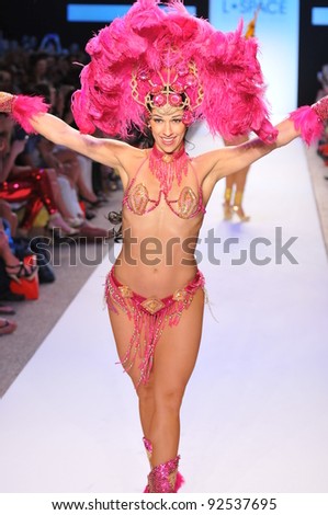 MIAMI - JULY 14: Brazilian dancer walks runway at the L Space Swimsuit Collection for Spring/ Summer 2012 during Mercedes-Benz Swim Fashion Week on July 14, 2011 in Miami, FL