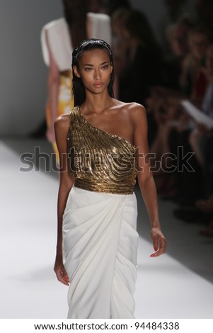 NEW YORK - SEPTEMBER 12: Model walks the runway at the Carlos Miele Spring/Summer 2012 collection during New York Fashion Week on September 12, 2011 in New York City.