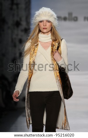 NEW YORK - FEBRUARY 14: Model walks runway at the Pamella Roland Fall/Winter 2012 collection presentation at Lincoln center during New York Fashion Week on February 14, 2012 in New York City.