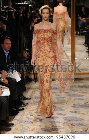 NEW YORK - FEBRUARY 15: A Model walks runway at Marchesa Fall/Winter 2012 presentation at Plaza hotel during New York Fashion Week on February 15, 2012 in NYC.