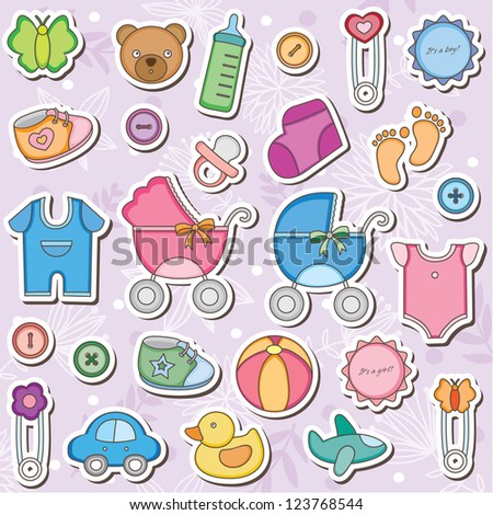 Baby Accessories Clip Art Stock Vector 123768544 : Shutterstock