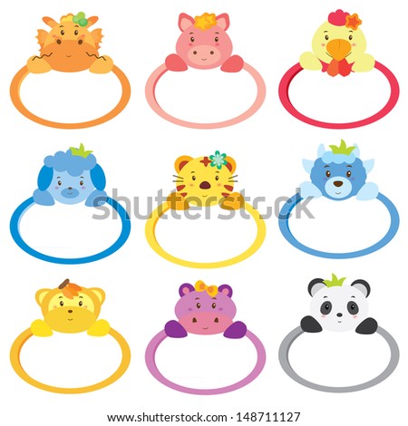 animals oval frames one