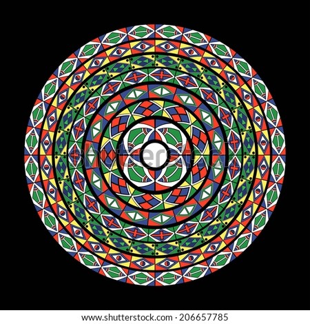 African-tribal-art circle pattern of different colors