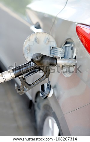 Fill up fuel at gas station