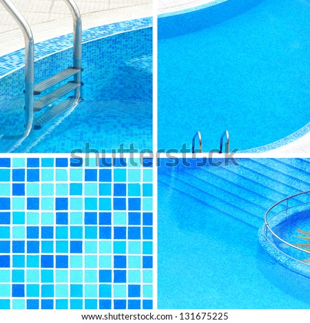 Swimming pool collage with four elements