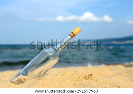 Message in the bottle from ocean. Coming message concepts