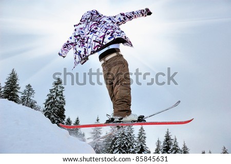 Extreme ski jump against blue sky