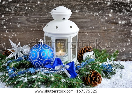 Christmas composition with lantern