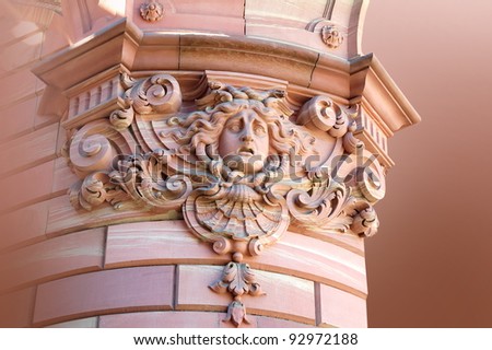 Bas-relief on the facade of house, Frankfurt am Main, Germany