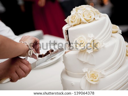 Beautiful And Tasty Wedding Cake At Wedding Reception