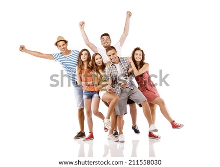 Group of happy young teenager students having fun isolated on white background Best friends Group of happy young teenager students having fun isolated on white background Best friends
