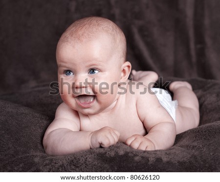 Month  Baby Pictures on Three Months Old Baby Has Lot Of Fun  Stock Photo 80626120
