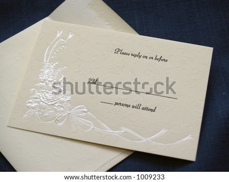Stock Photo Wedding Invitation Reply Card Size A6 148mmx105mm