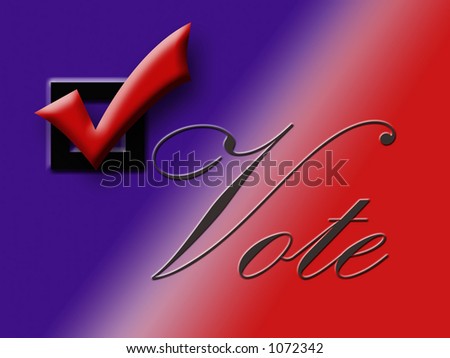 Red White and Blue background with Red Check in Box and Calligraphy word \