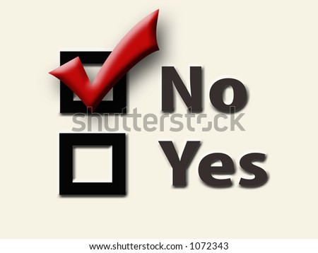 Yes and No Checkboxes with Red Checkmark in the No Box - Cream Background