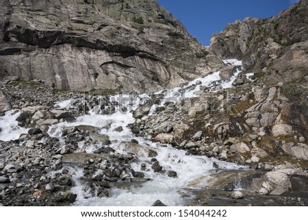 Waterfall near Buarbreen glacier (Folgefonna National Park, Norway)
