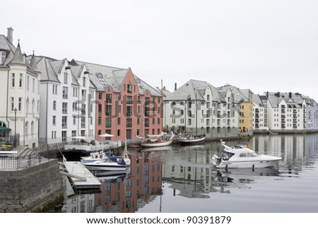 Characteristic houses of Alesund (Norway)
