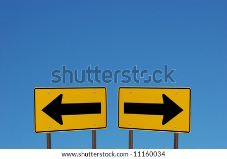 Confusing Direction Signs with Copy Space Above