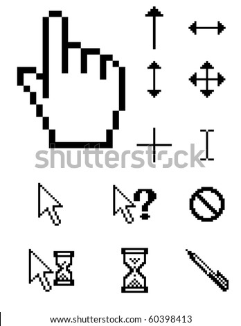 set of vector pixel cursors set of vector pixel cursors