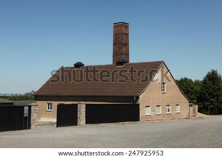 WEIMAR, GERMANY - JUNE 21, 2013: Crematorium in the Buchenwald concentration camp near Weimar, Germany.
