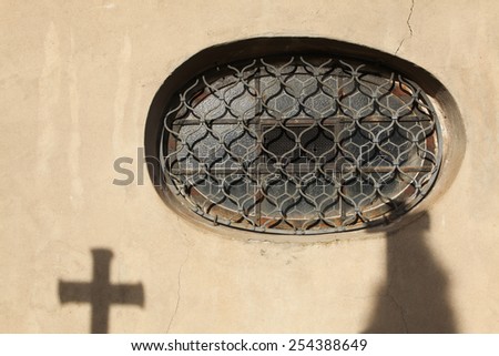 Round window in the Sedlec Ossuary near Kutna Hora, Czech Republic.