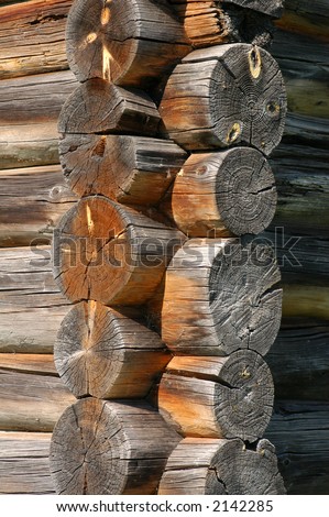 Wooden wall of a traditional Russian house