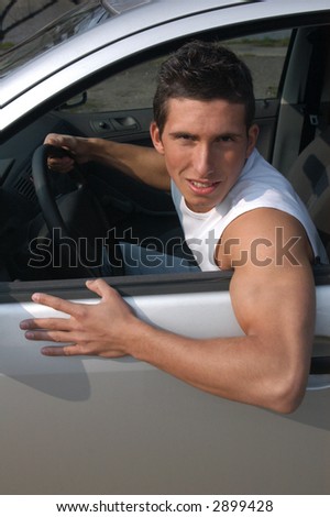 Young driver sitting in the car